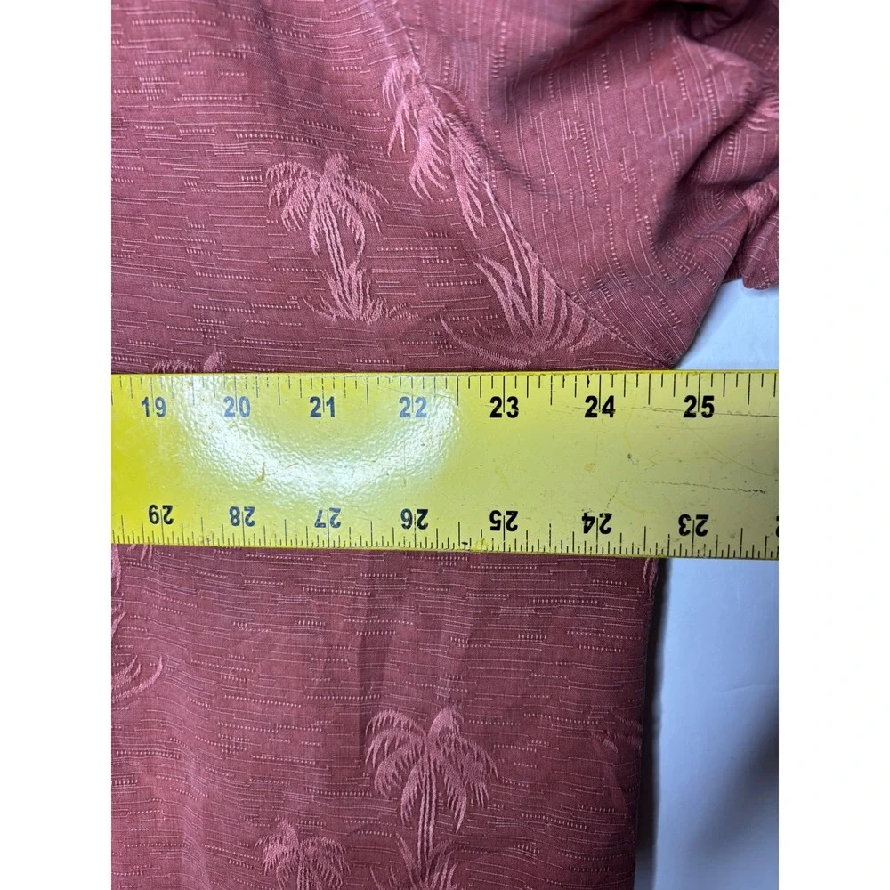 Tommy Bahama Mens Large Silk Palm Tree Jacquard Camp Shirt Terracotta‎ Rust